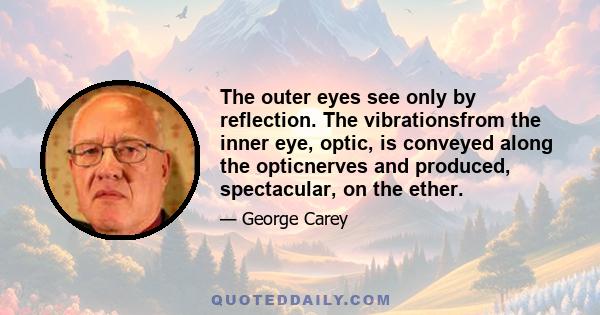 The outer eyes see only by reflection. The vibrationsfrom the inner eye, optic, is conveyed along the opticnerves and produced, spectacular, on the ether.