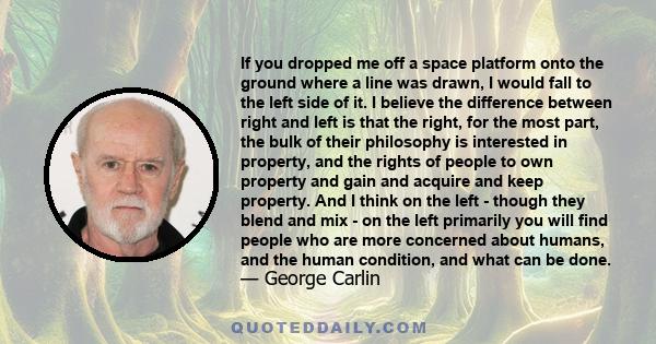 If you dropped me off a space platform onto the ground where a line was drawn, I would fall to the left side of it. I believe the difference between right and left is that the right, for the most part, the bulk of their 