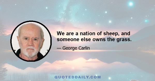 We are a nation of sheep, and someone else owns the grass.