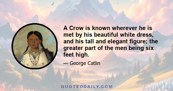 A Crow is known wherever he is met by his beautiful white dress, and his tall and elegant figure; the greater part of the men being six feet high.