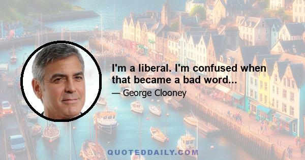 I'm a liberal. I'm confused when that became a bad word...