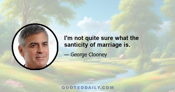 I'm not quite sure what the santicity of marriage is.