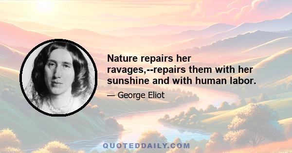 Nature repairs her ravages,--repairs them with her sunshine and with human labor.