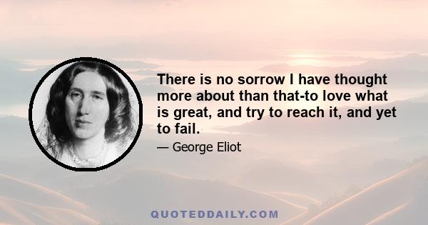 There is no sorrow I have thought more about than that-to love what is great, and try to reach it, and yet to fail.