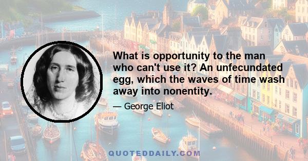 What is opportunity to the man who can't use it? An unfecundated egg, which the waves of time wash away into nonentity.