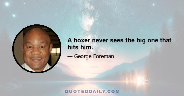 A boxer never sees the big one that hits him.