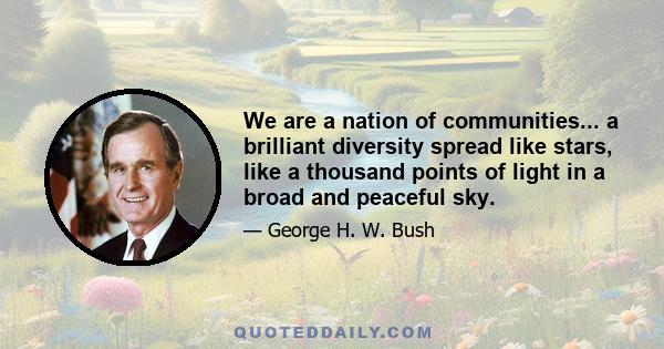 We are a nation of communities... a brilliant diversity spread like stars, like a thousand points of light in a broad and peaceful sky.