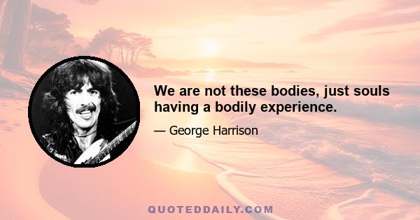 We are not these bodies, just souls having a bodily experience.