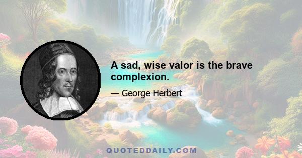 A sad, wise valor is the brave complexion.