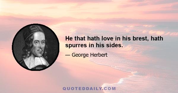 He that hath love in his brest, hath spurres in his sides.