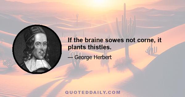 If the braine sowes not corne, it plants thistles.