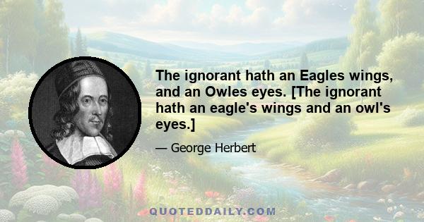 The ignorant hath an Eagles wings, and an Owles eyes. [The ignorant hath an eagle's wings and an owl's eyes.]