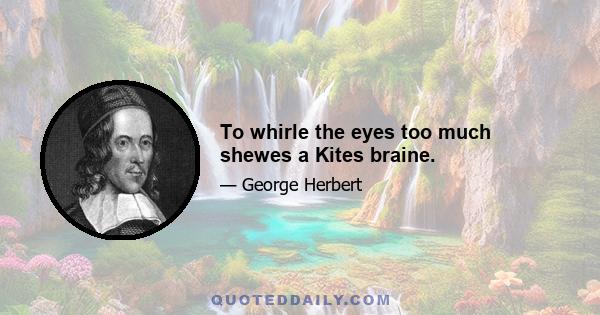 To whirle the eyes too much shewes a Kites braine.