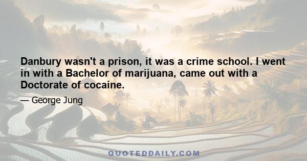 Danbury wasn't a prison, it was a crime school. I went in with a Bachelor of marijuana, came out with a Doctorate of cocaine.