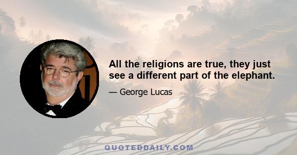 All the religions are true, they just see a different part of the elephant.