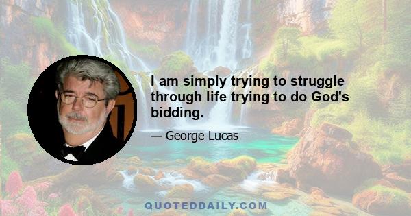 I am simply trying to struggle through life trying to do God's bidding.