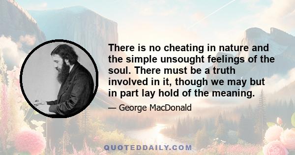 There is no cheating in nature and the simple unsought feelings of the soul. There must be a truth involved in it, though we may but in part lay hold of the meaning.