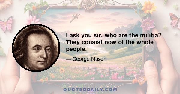 I ask you sir, who are the militia? They consist now of the whole people.