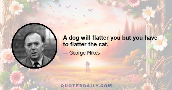 A dog will flatter you but you have to flatter the cat.