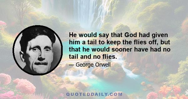 He would say that God had given him a tail to keep the flies off, but that he would sooner have had no tail and no flies.