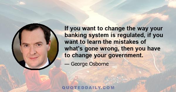 If you want to change the way your banking system is regulated, if you want to learn the mistakes of what's gone wrong, then you have to change your government.