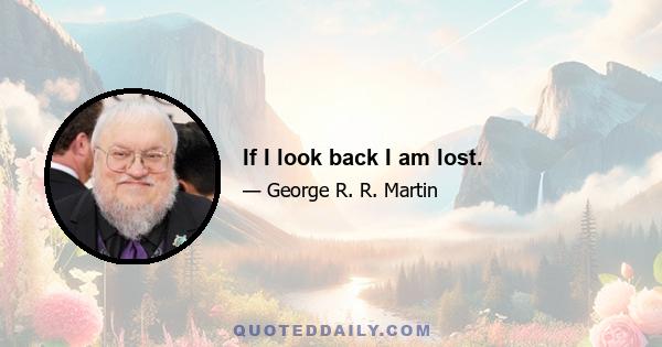 If I look back I am lost.