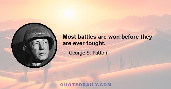 Most battles are won before they are ever fought.