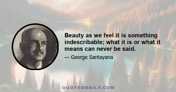 Beauty as we feel it is something indescribable; what it is or what it means can never be said.