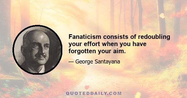 Fanaticism consists of redoubling your effort when you have forgotten your aim.