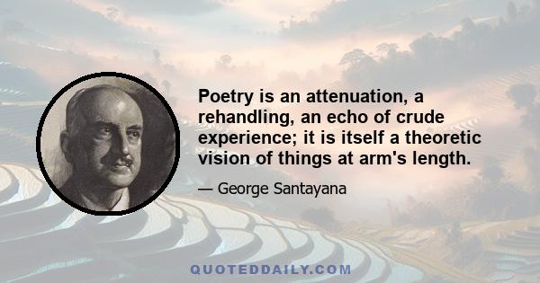 Poetry is an attenuation, a rehandling, an echo of crude experience; it is itself a theoretic vision of things at arm's length.