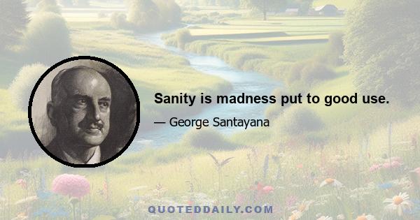 Sanity is madness put to good use.