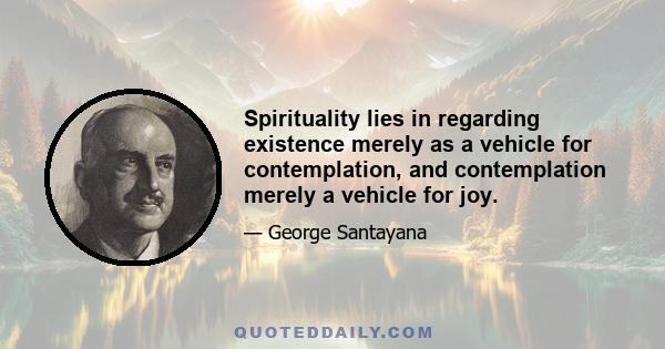 Spirituality lies in regarding existence merely as a vehicle for contemplation, and contemplation merely a vehicle for joy.