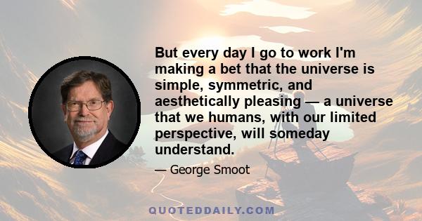 But every day I go to work I'm making a bet that the universe is simple, symmetric, and aesthetically pleasing — a universe that we humans, with our limited perspective, will someday understand.