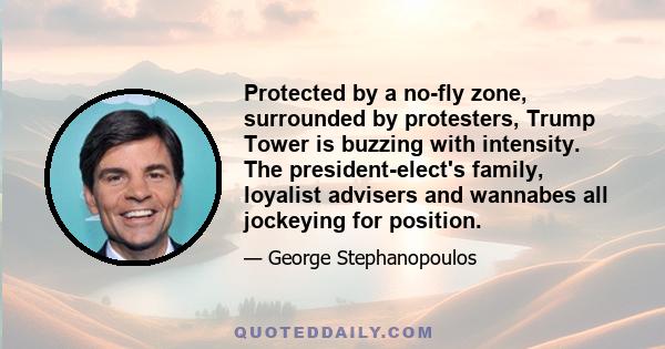 Protected by a no-fly zone, surrounded by protesters, Trump Tower is buzzing with intensity. The president-elect's family, loyalist advisers and wannabes all jockeying for position.