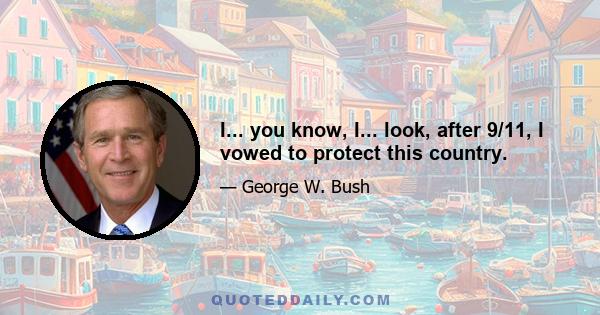 I... you know, I... look, after 9/11, I vowed to protect this country.