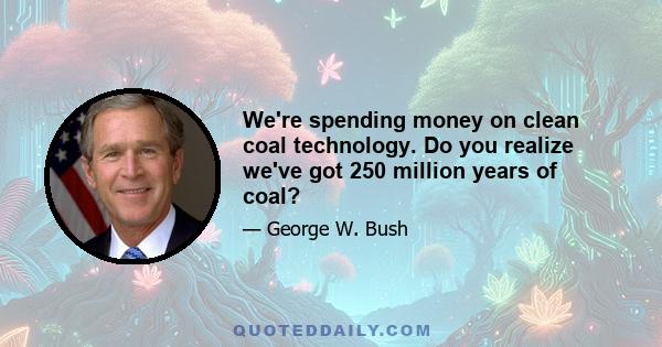 We're spending money on clean coal technology. Do you realize we've got 250 million years of coal?