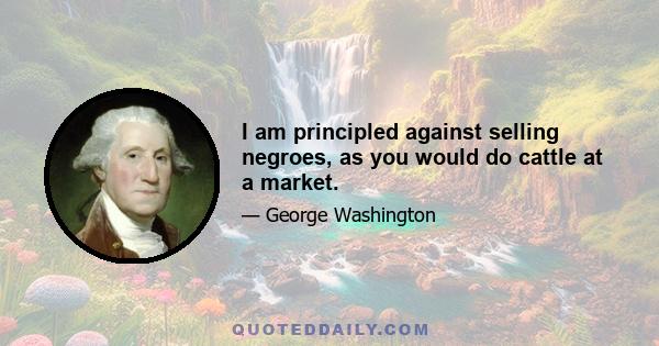 I am principled against selling negroes, as you would do cattle at a market.