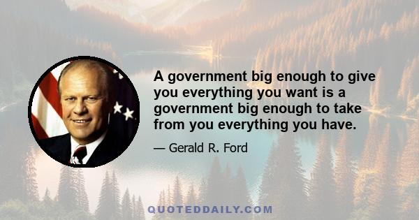 A government big enough to give you everything you want is a government big enough to take from you everything you have.