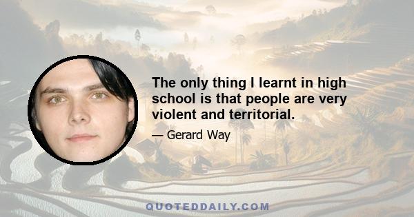 The only thing I learnt in high school is that people are very violent and territorial.