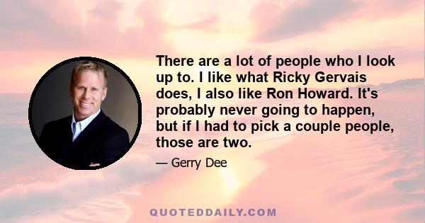 There are a lot of people who I look up to. I like what Ricky Gervais does, I also like Ron Howard. It's probably never going to happen, but if I had to pick a couple people, those are two.