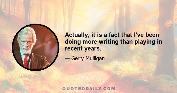 Actually, it is a fact that I've been doing more writing than playing in recent years.