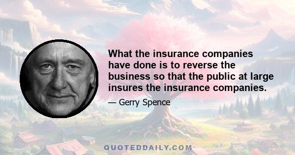 What the insurance companies have done is to reverse the business so that the public at large insures the insurance companies.