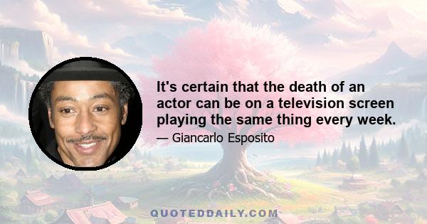 It's certain that the death of an actor can be on a television screen playing the same thing every week.