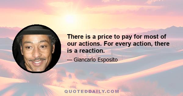 There is a price to pay for most of our actions. For every action, there is a reaction.