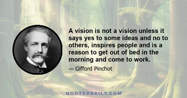 A vision is not a vision unless it says yes to some ideas and no to others, inspires people and is a reason to get out of bed in the morning and come to work.