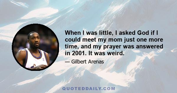 When I was little, I asked God if I could meet my mom just one more time, and my prayer was answered in 2001. It was weird.