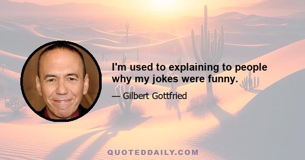 I'm used to explaining to people why my jokes were funny.