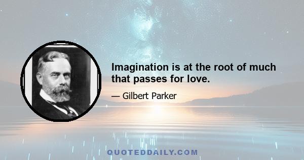 Imagination is at the root of much that passes for love.