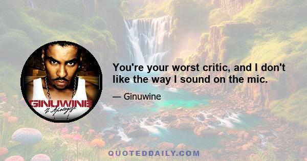 You're your worst critic, and I don't like the way I sound on the mic.