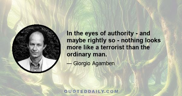 In the eyes of authority - and maybe rightly so - nothing looks more like a terrorist than the ordinary man.